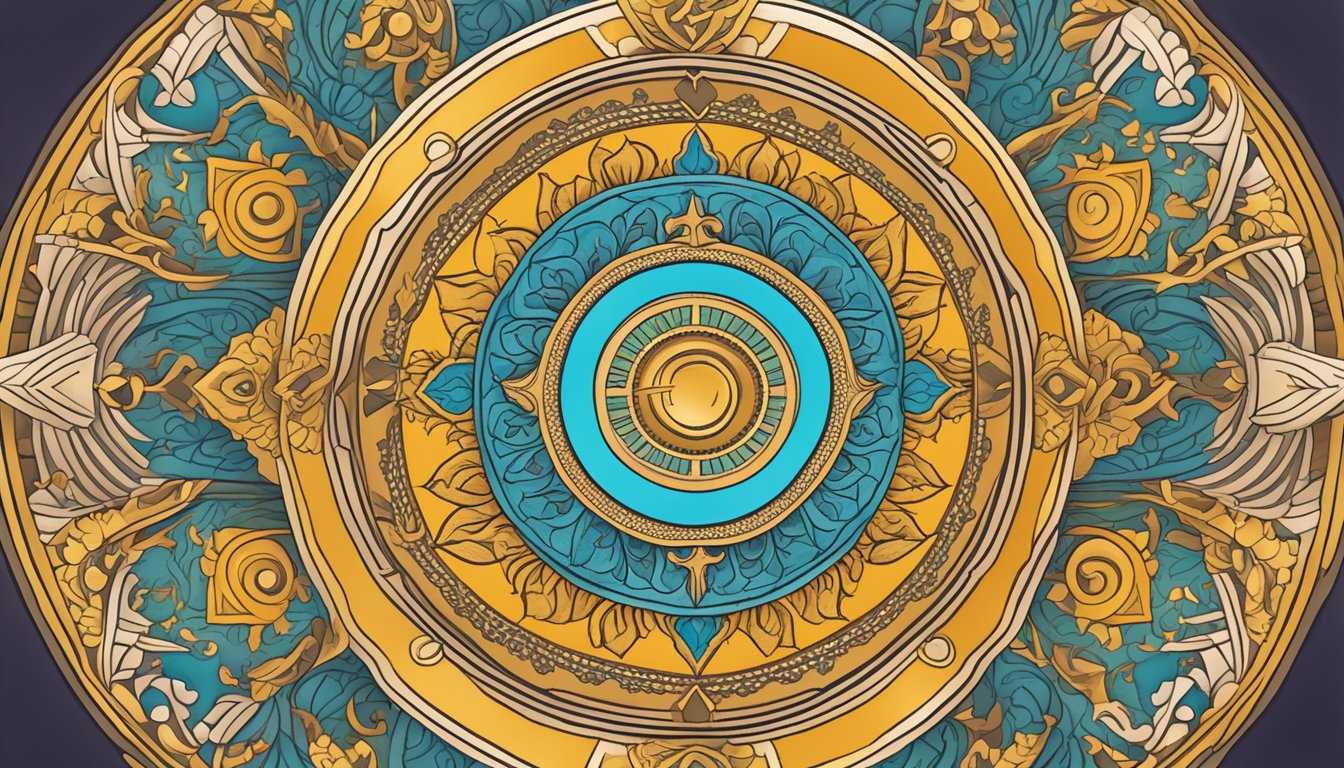 A mandala with symbols of wealth and lifestyle changes, radiatingenergy