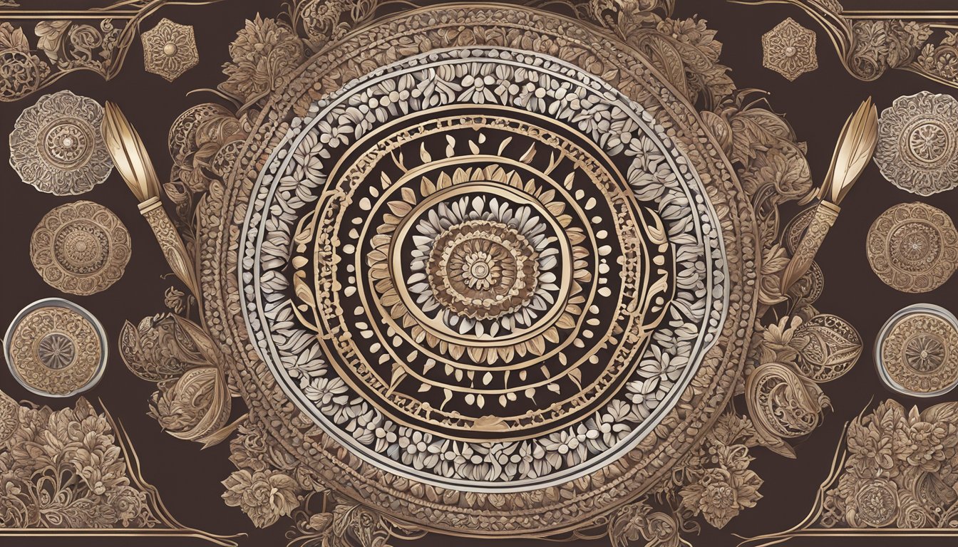 A table filled with intricately designed chocolate mandalas,surrounded by tools and ingredients, showcasing the artistry andcraftsmanship of the artisans andentrepreneurs